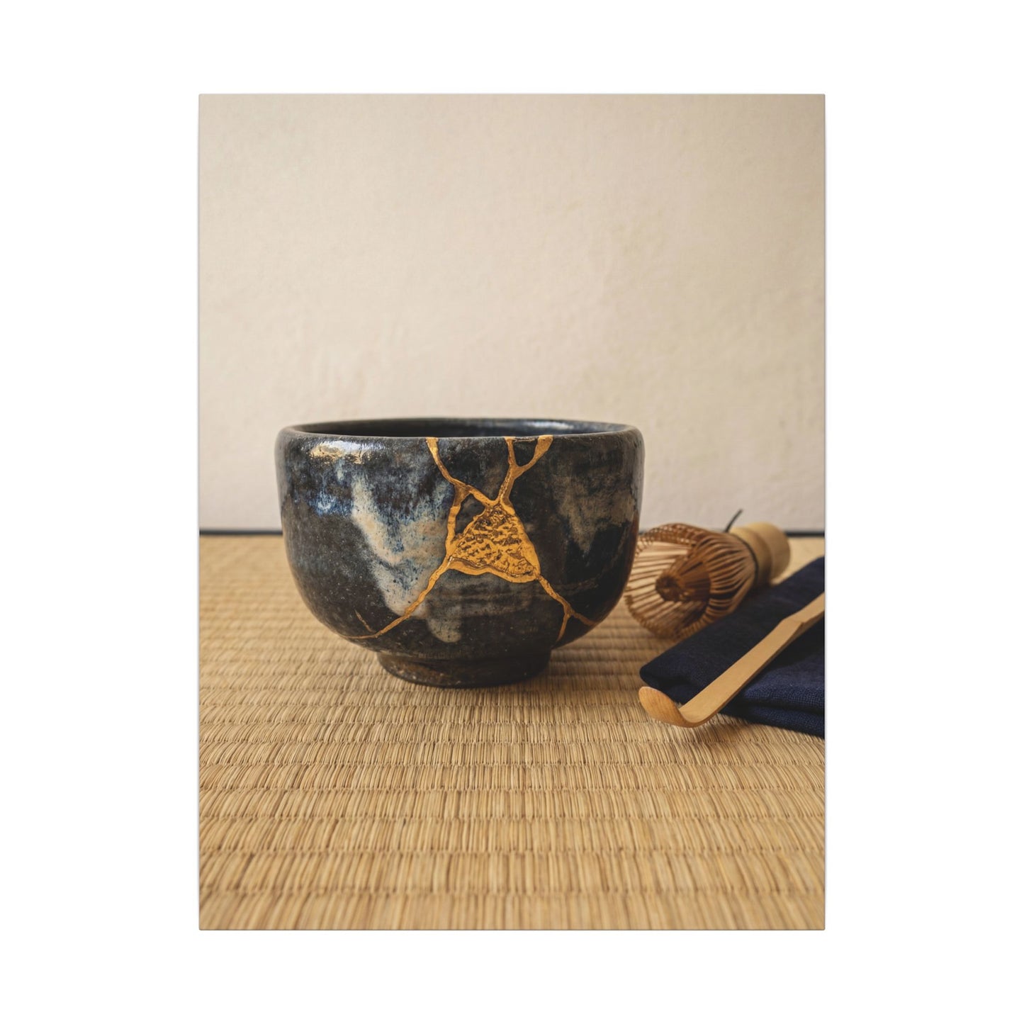 Kanso Tea Ceremony Canvas Art - Kintsugi Gold Vein