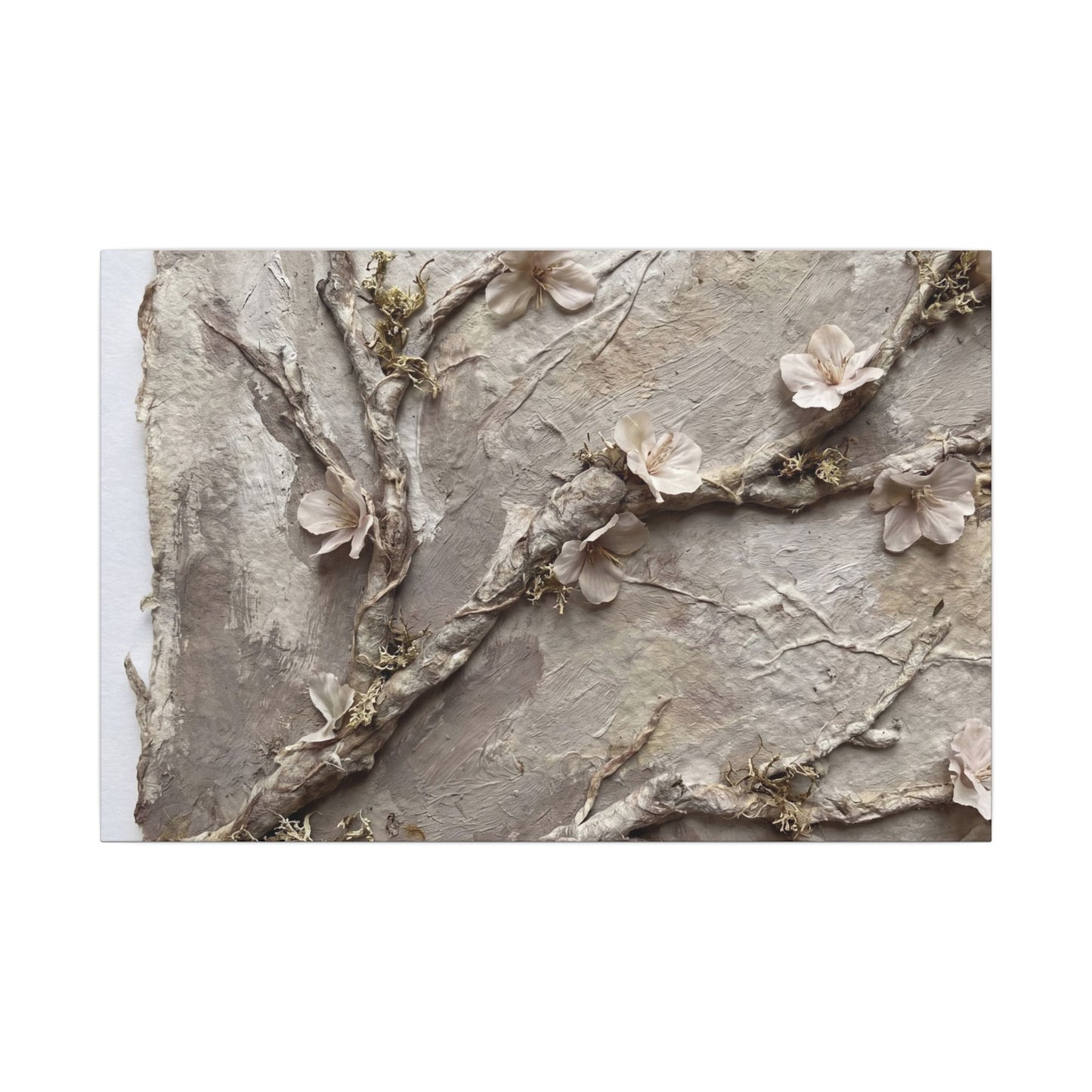Summer Cherry Blossom Texture Canvas Art | Earthy Decor