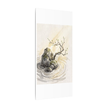 Serene Rock Garden Canvas Art - Sumi E Zen