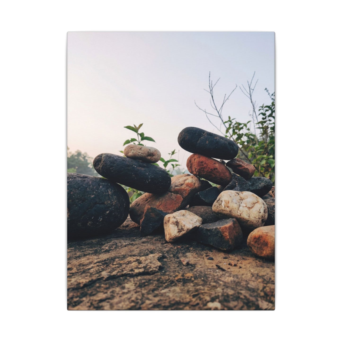 River Stones Canvas Art | Spring Kintsugi Broken Beauty Art