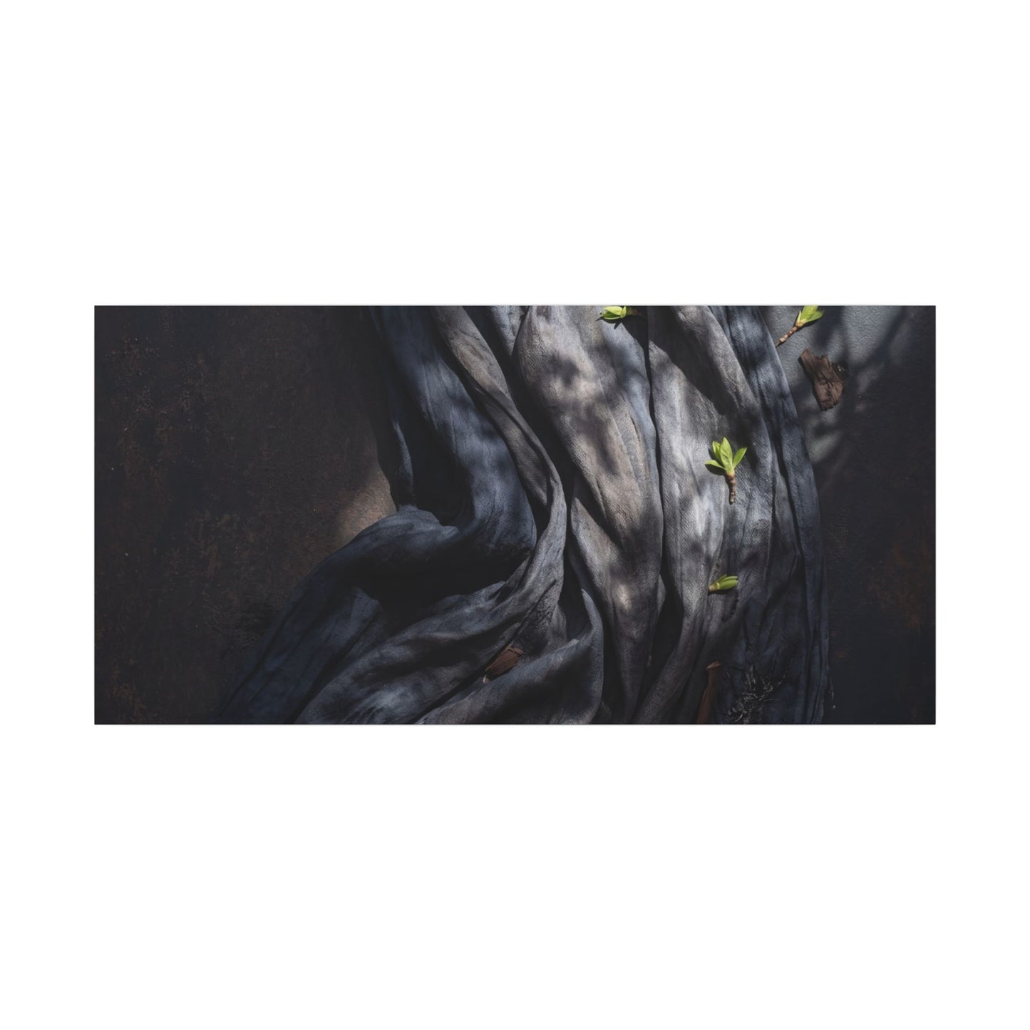 Seijaku Silk Drape Canvas Art - Dark Japandi Dark Texture