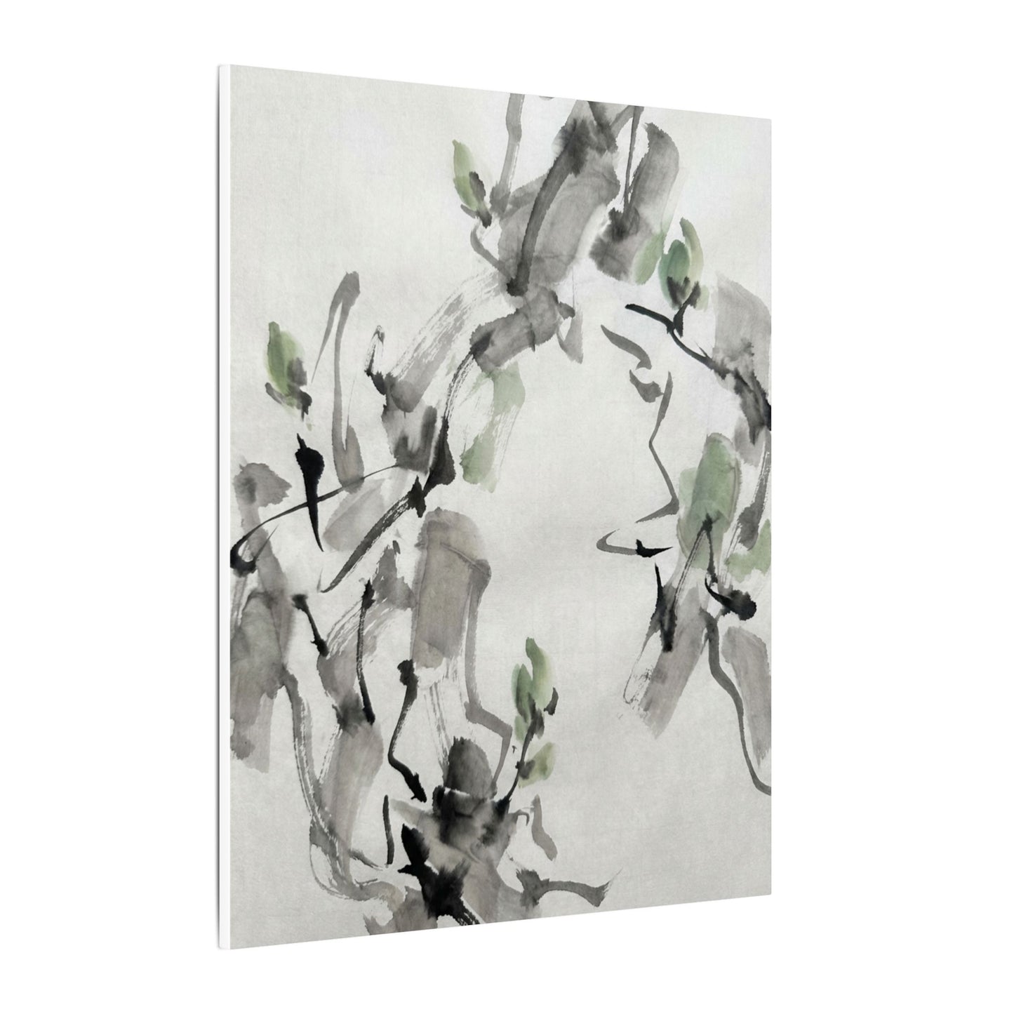 Zen Ink Brushstroke in Overcast | Sumi E Canvas Art