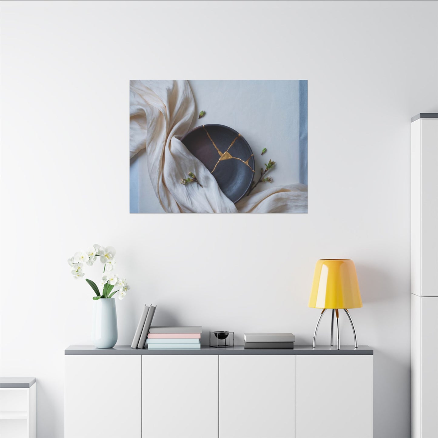 Ma Silk Drape Canvas Art - Kintsugi Gold Repair