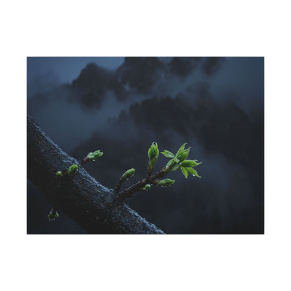 Moonlight Mountain Mist Canvas Art - Dark Japandi Kanso