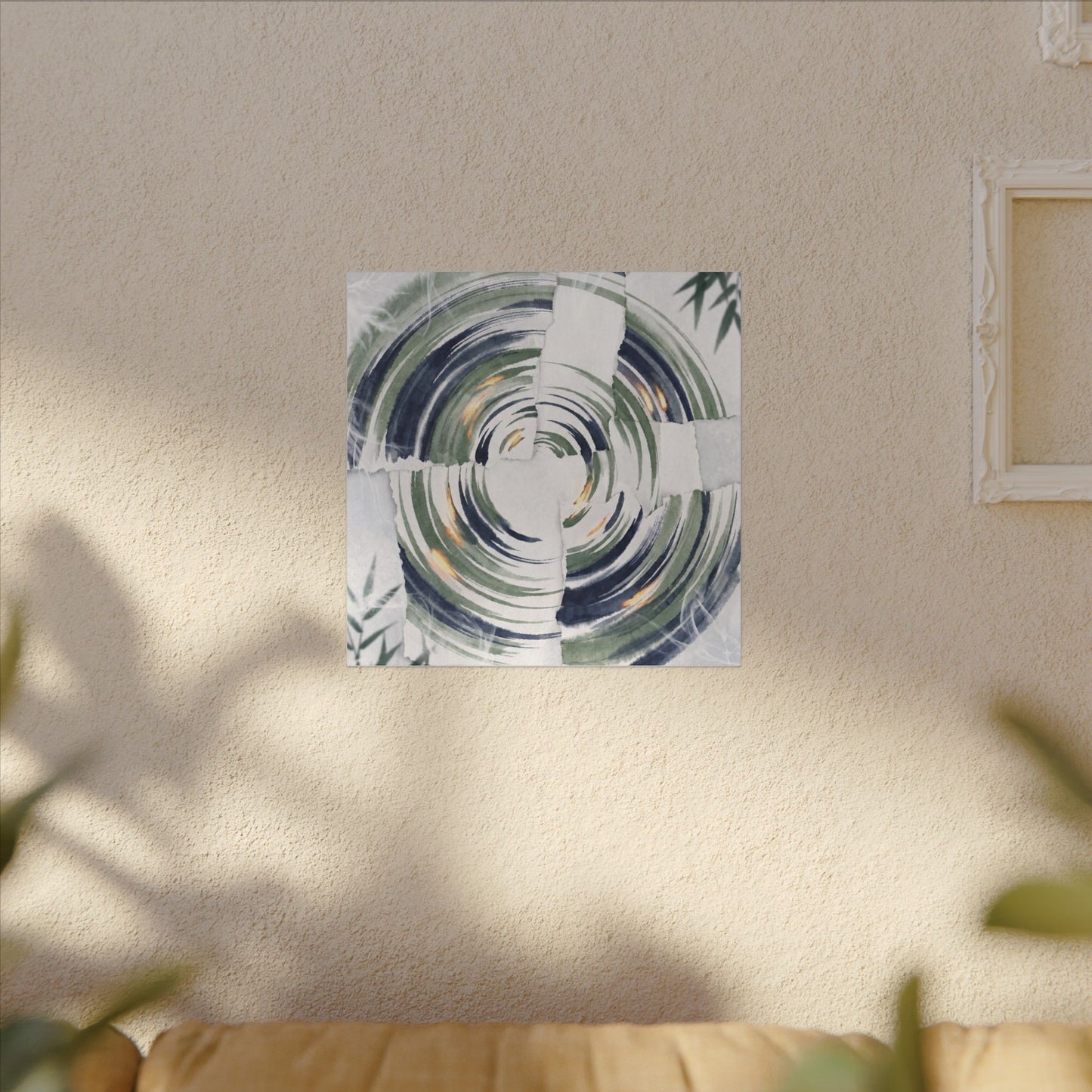 Winter Water Ripple Sumi E Canvas Art | Peaceful Decor