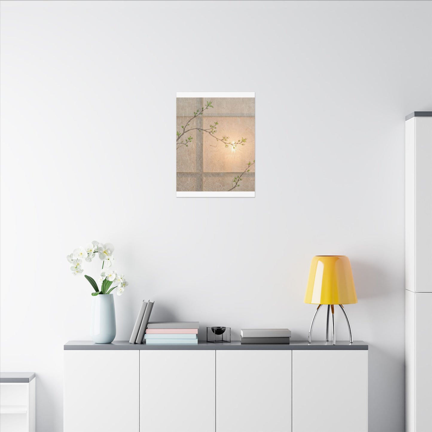 Shoji Screen Canvas Art | Spring Japandi Minimal Line Art