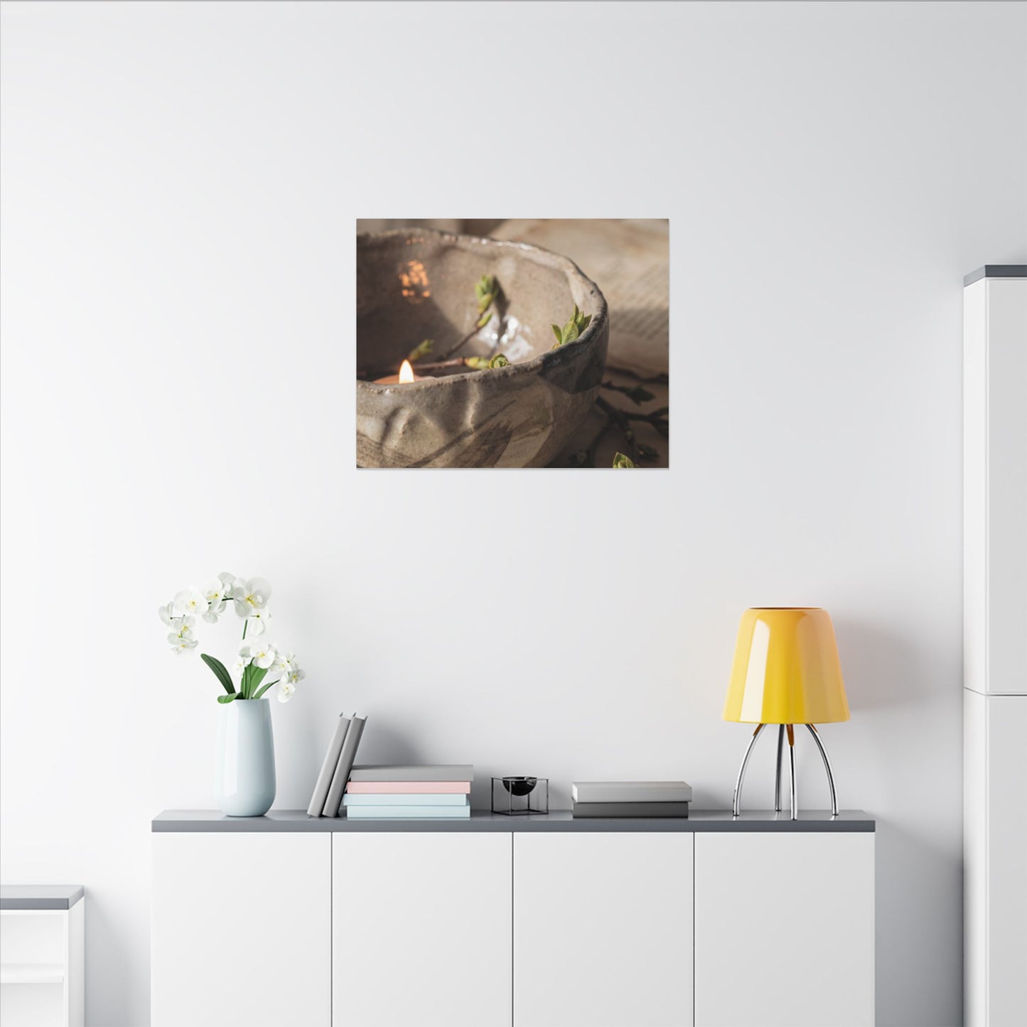 Candlelight Ceramic Bowl Canvas Art - Japandi Ma
