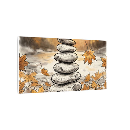 Earthy River Stones Canvas Art - Minimal Line Japandi