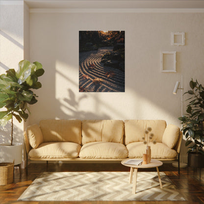 Rock Garden Moody Minimal Canvas Art | Bold Dark Japandi Art