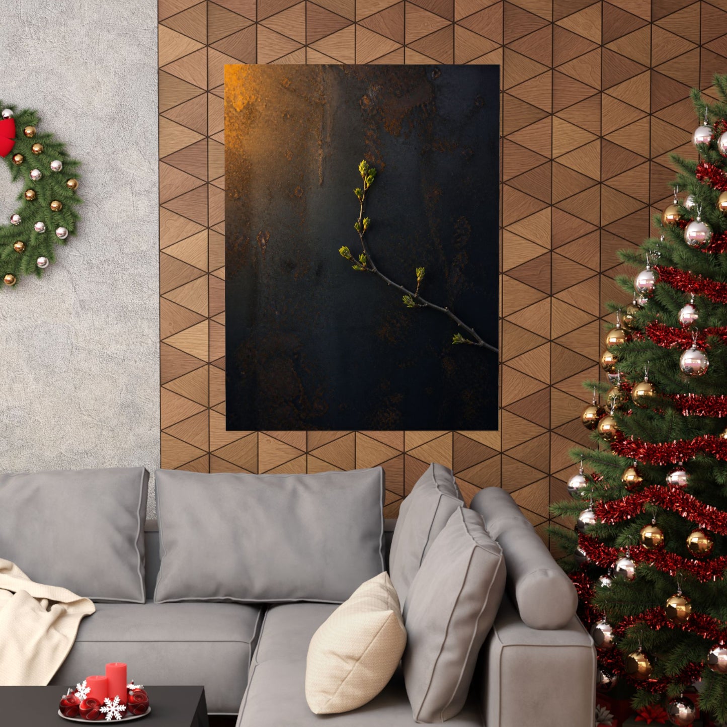 Bold Rust Patina Wall Art Print - Moody Minimal Dark Japandi