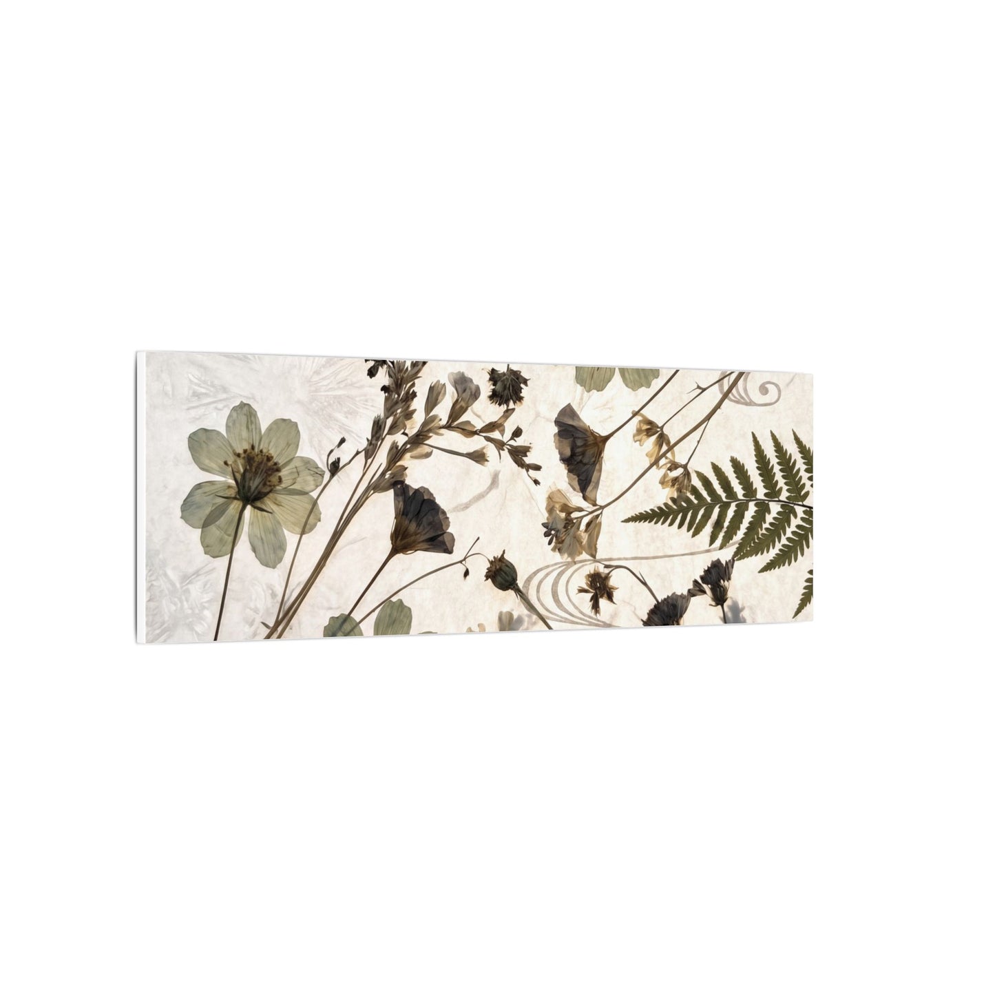 Japandi Dried Flowers in Golden Hour | Japanese Pattern Canvas Art