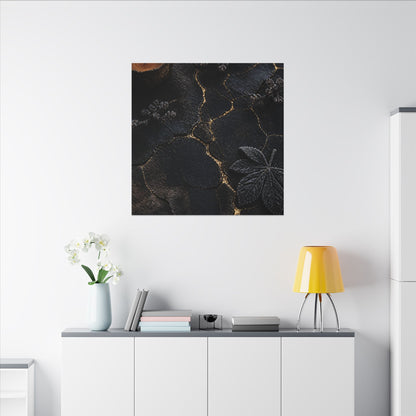 Candlelight Cracked Earth Canvas Art - Dark Japandi Ma