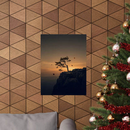 Pine Tree Wall Art Print | Autumn Dark Japandi Moody Minimal Art
