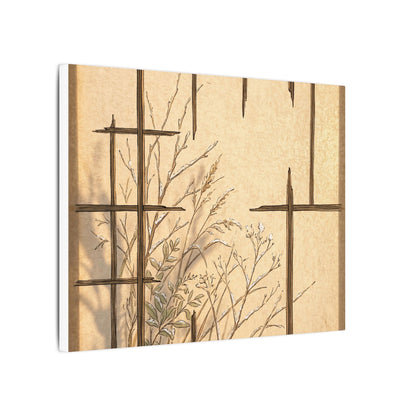 Shoji Screen Canvas Art | Winter Japandi Minimal Line Art