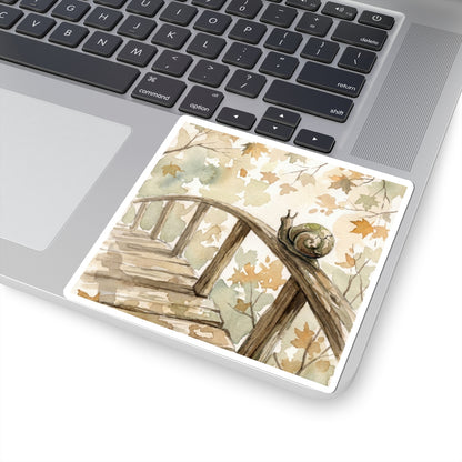 Wooden Bridge Autumn Sticker | Japandi Earthy Design