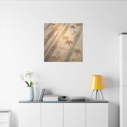 Autumn Bamboo Grove Japanese Pattern Canvas Art | Neutral Decor