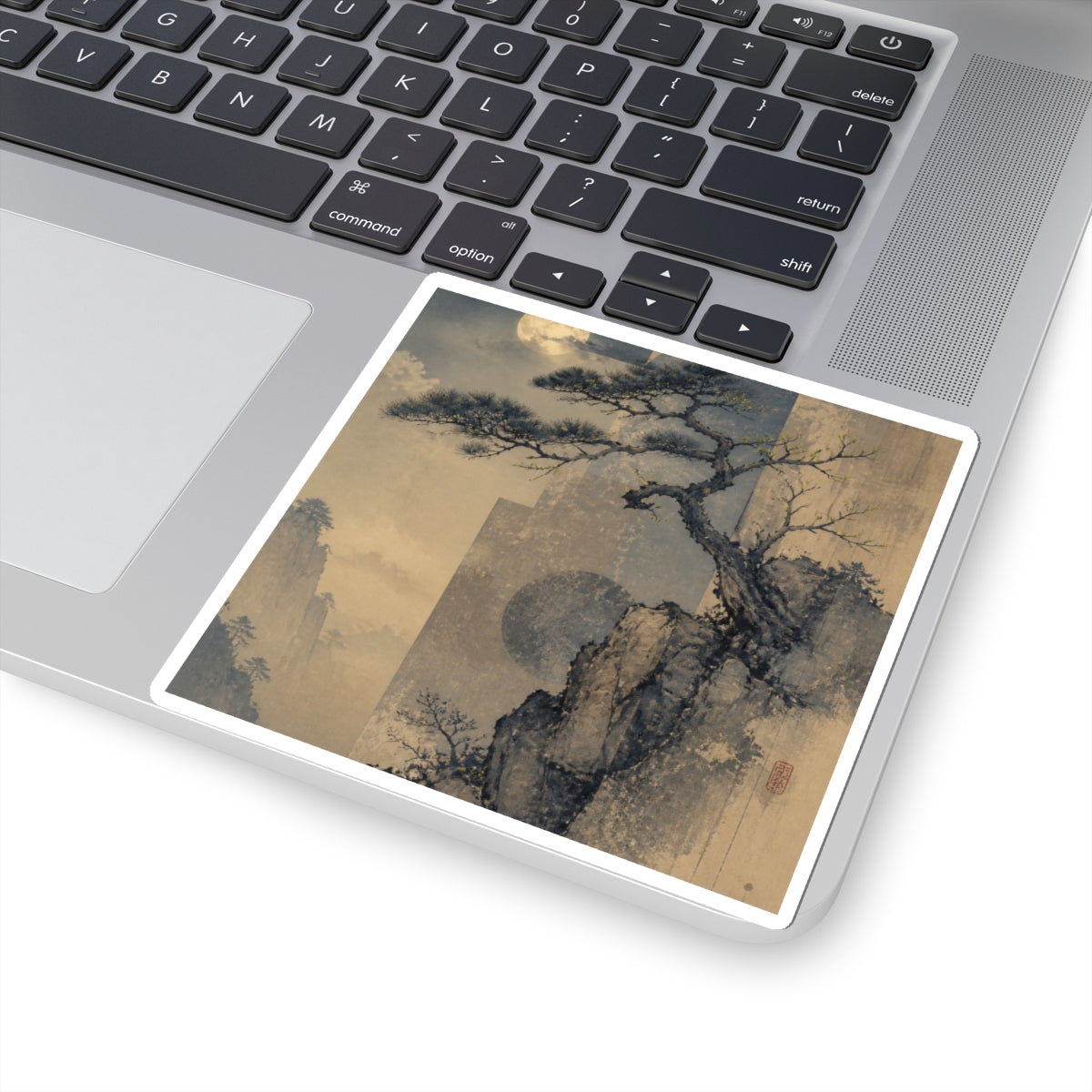 Pine Tree Japanese Pattern Sticker | Earthy Japandi Art