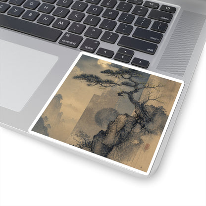 Pine Tree Japanese Pattern Sticker | Earthy Japandi Art