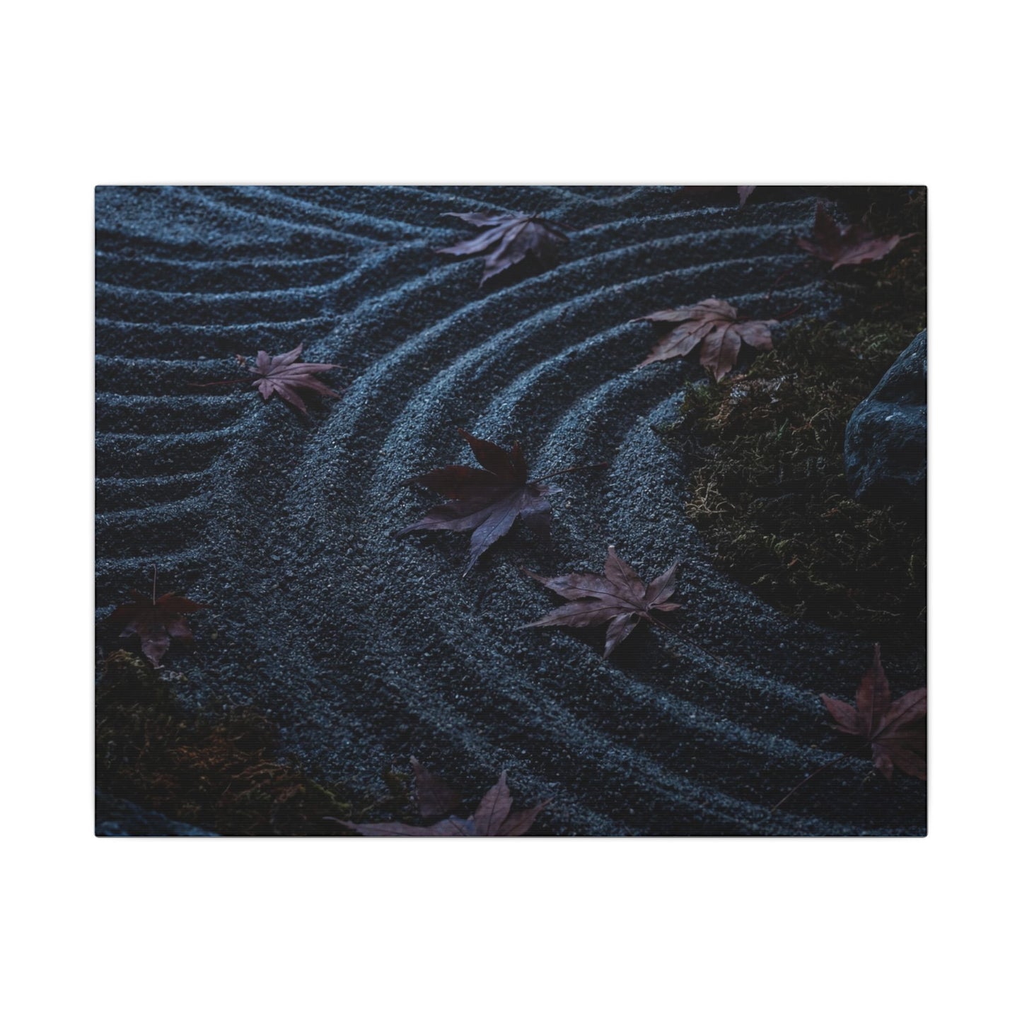 Rock Garden Canvas Art | Autumn Dark Japandi Dark Texture Art Art Print