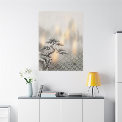 Pine Tree Canvas Art | Winter Japandi Japanese Pattern Art