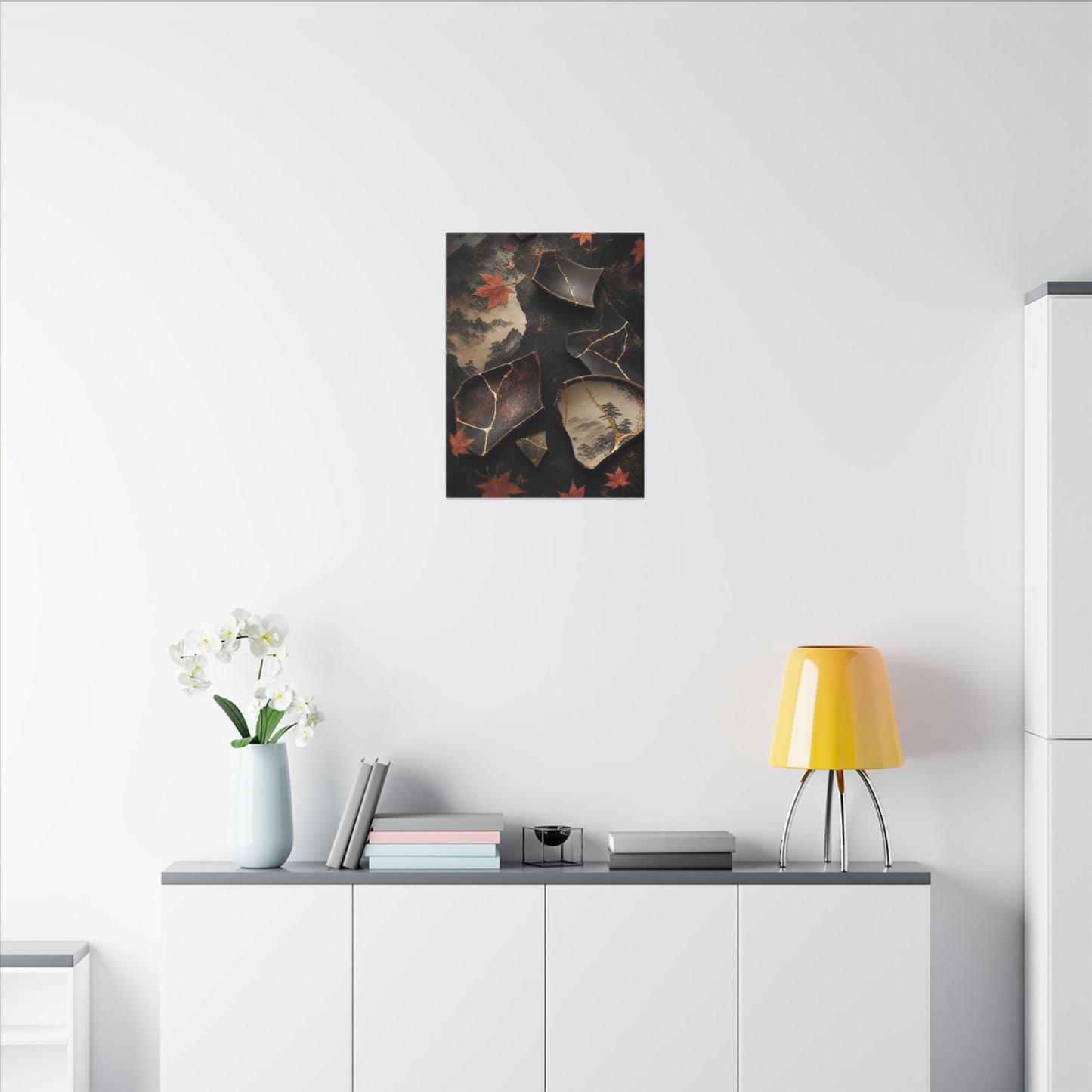 Broken Pottery Gold Vein Canvas Art | Philosophical Kintsugi Art