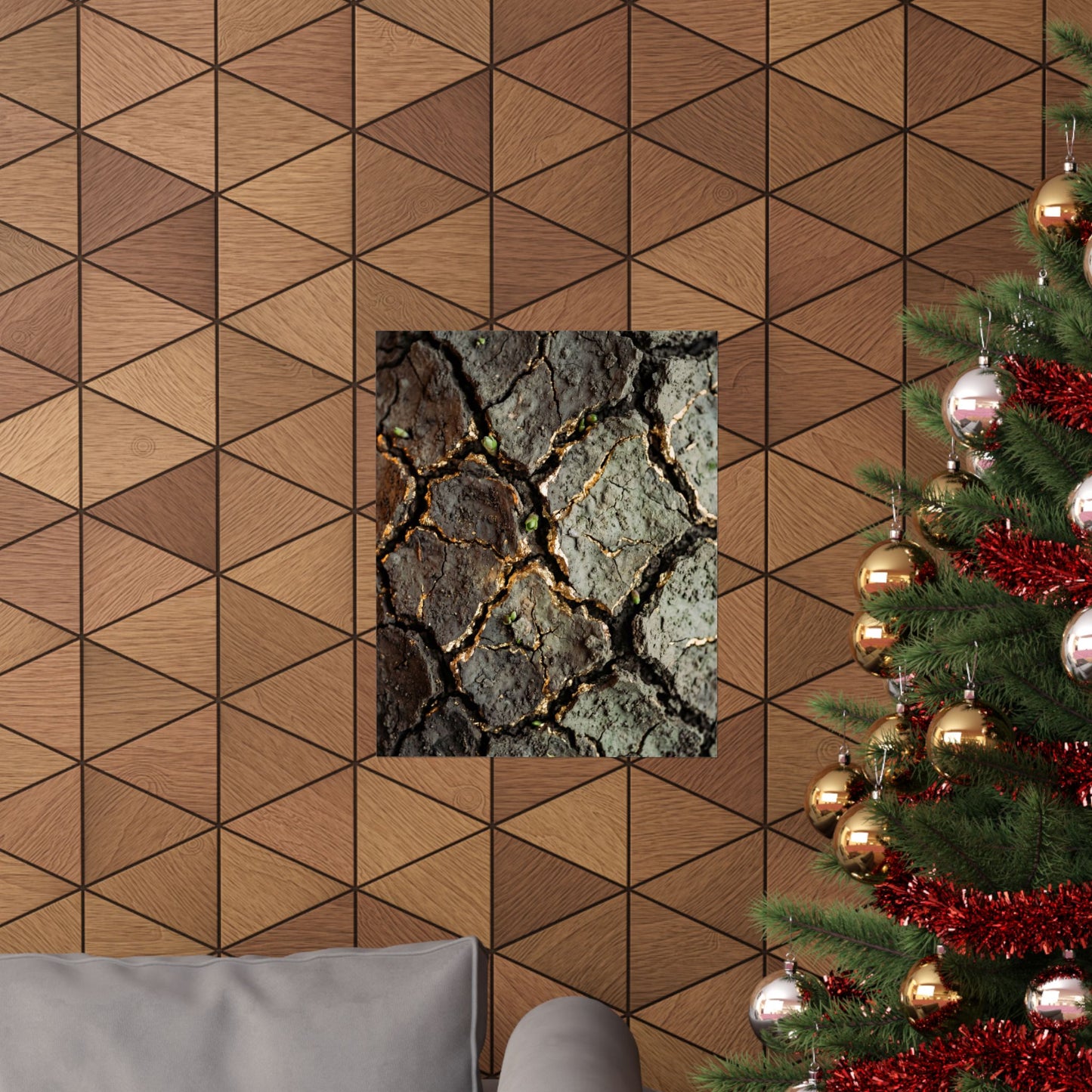 Cracked Earth Japanese Pattern Wall Art Print | Elegant Japandi Art