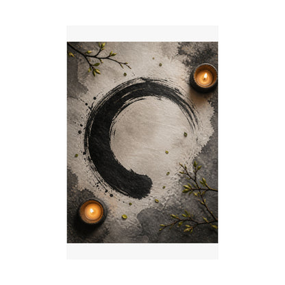 Peaceful Ink Brushstroke Wall Art Print - Enso Zen