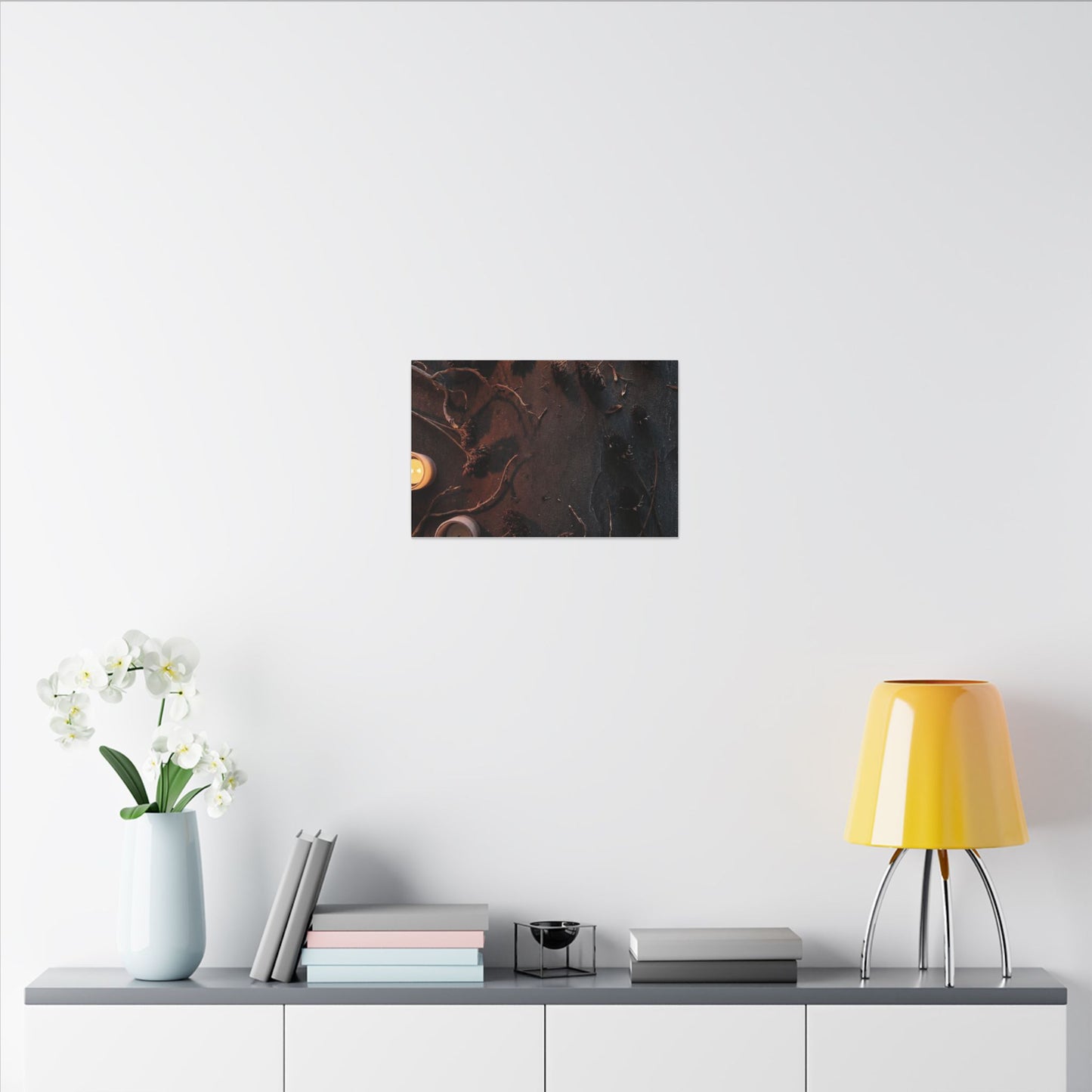Dried Flowers Canvas Art | Winter Dark Japandi Moody Minimal Art