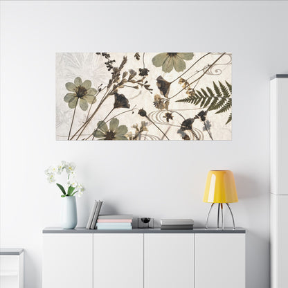 Japandi Dried Flowers in Golden Hour | Japanese Pattern Canvas Art