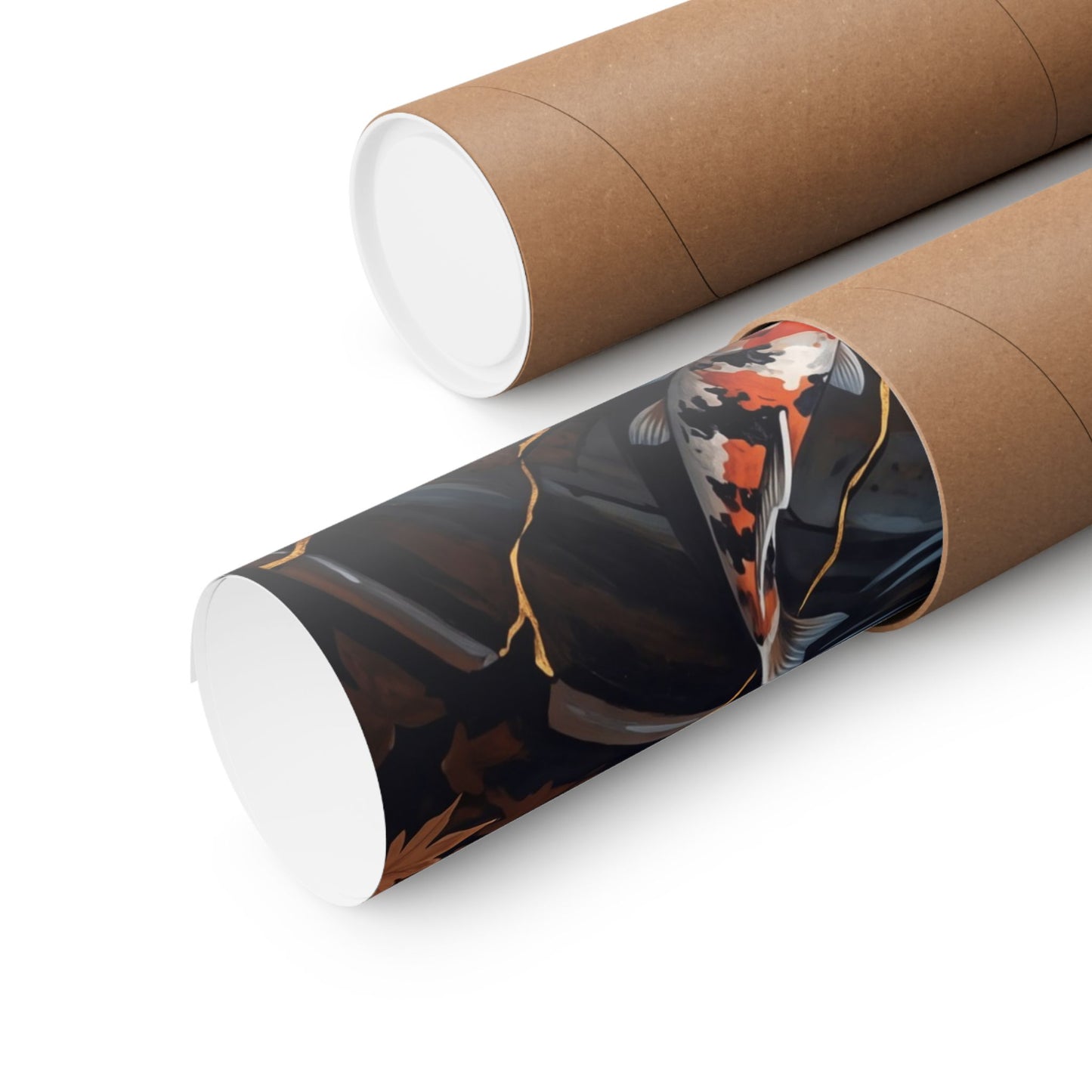 Kintsugi Koi Pond in Moonlight | Gold Repair Wall Art Print