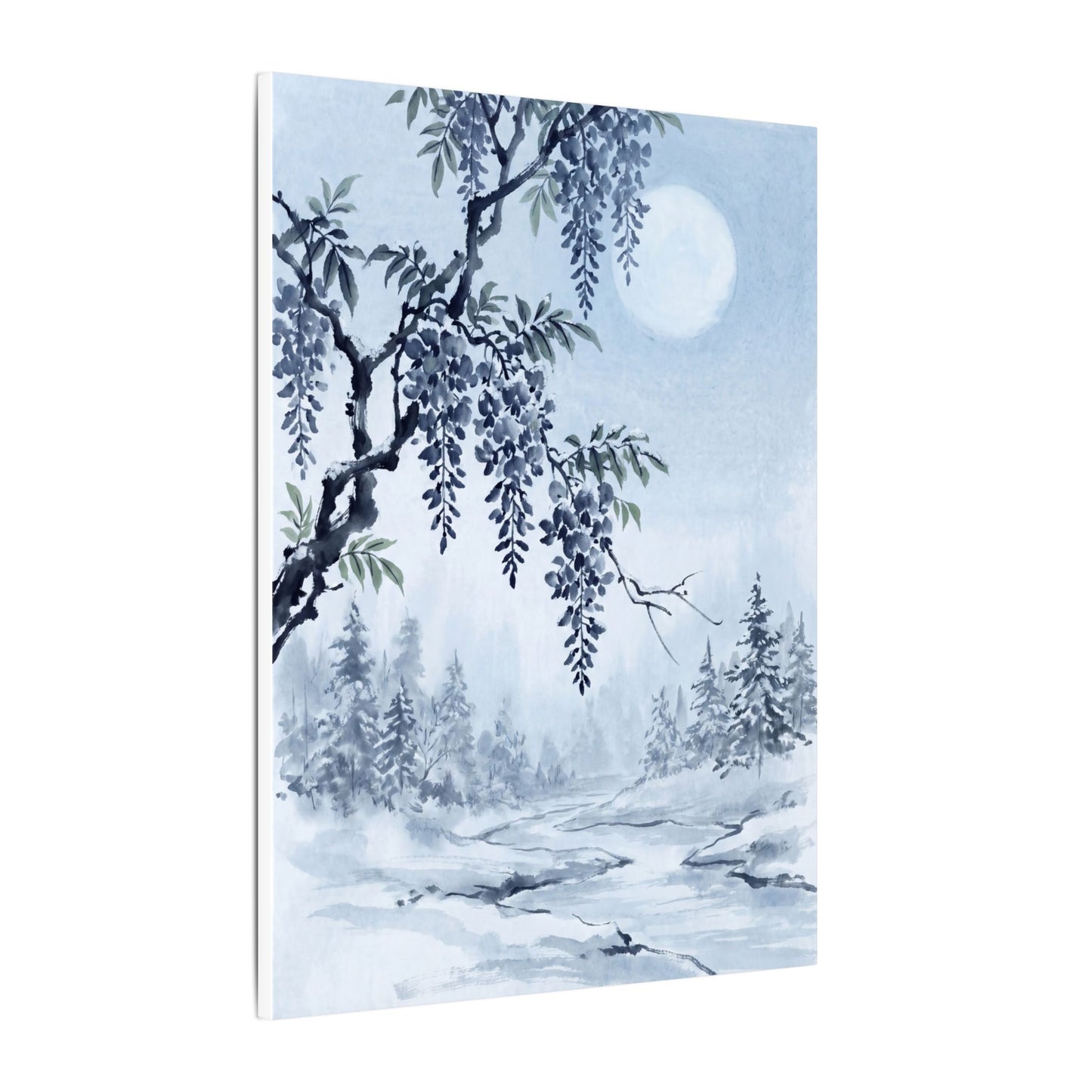 Seijaku Wisteria Canvas Art - Zen Sumi E