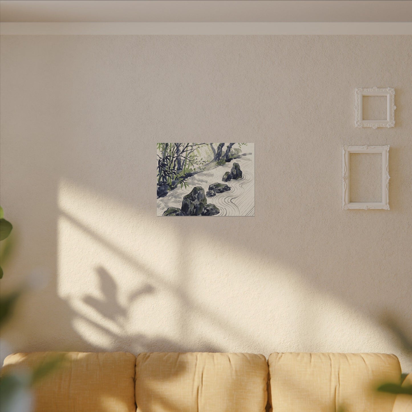 Dappled Rock Garden Canvas Art - Zen Mono No Aware