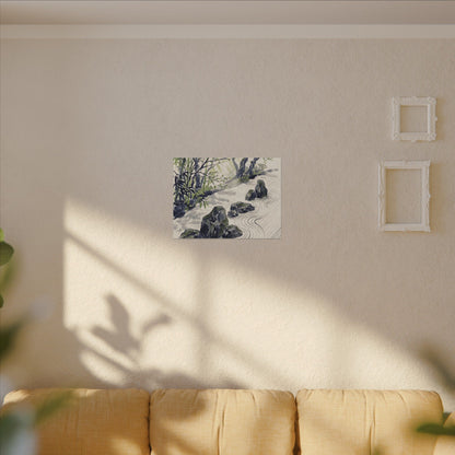 Dappled Rock Garden Canvas Art - Zen Mono No Aware