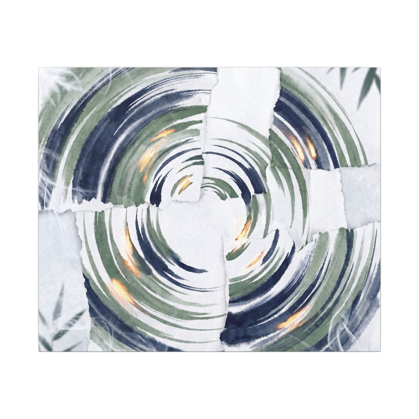 Winter Water Ripple Sumi E Canvas Art | Peaceful Decor