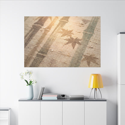 Autumn Bamboo Grove Japanese Pattern Canvas Art | Neutral Decor