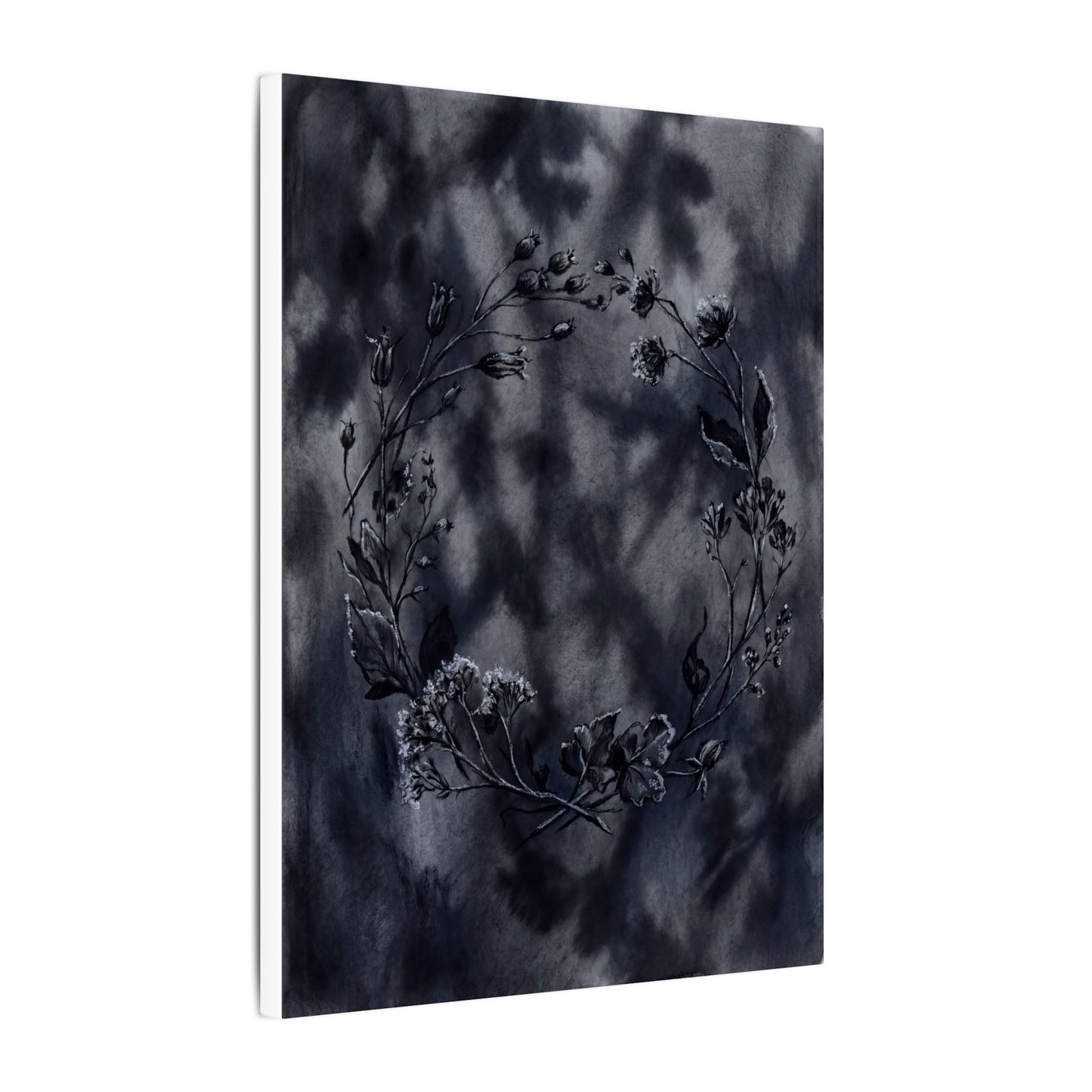 Dried Flowers Canvas Art | Winter Dark Japandi Shadow Zen Art