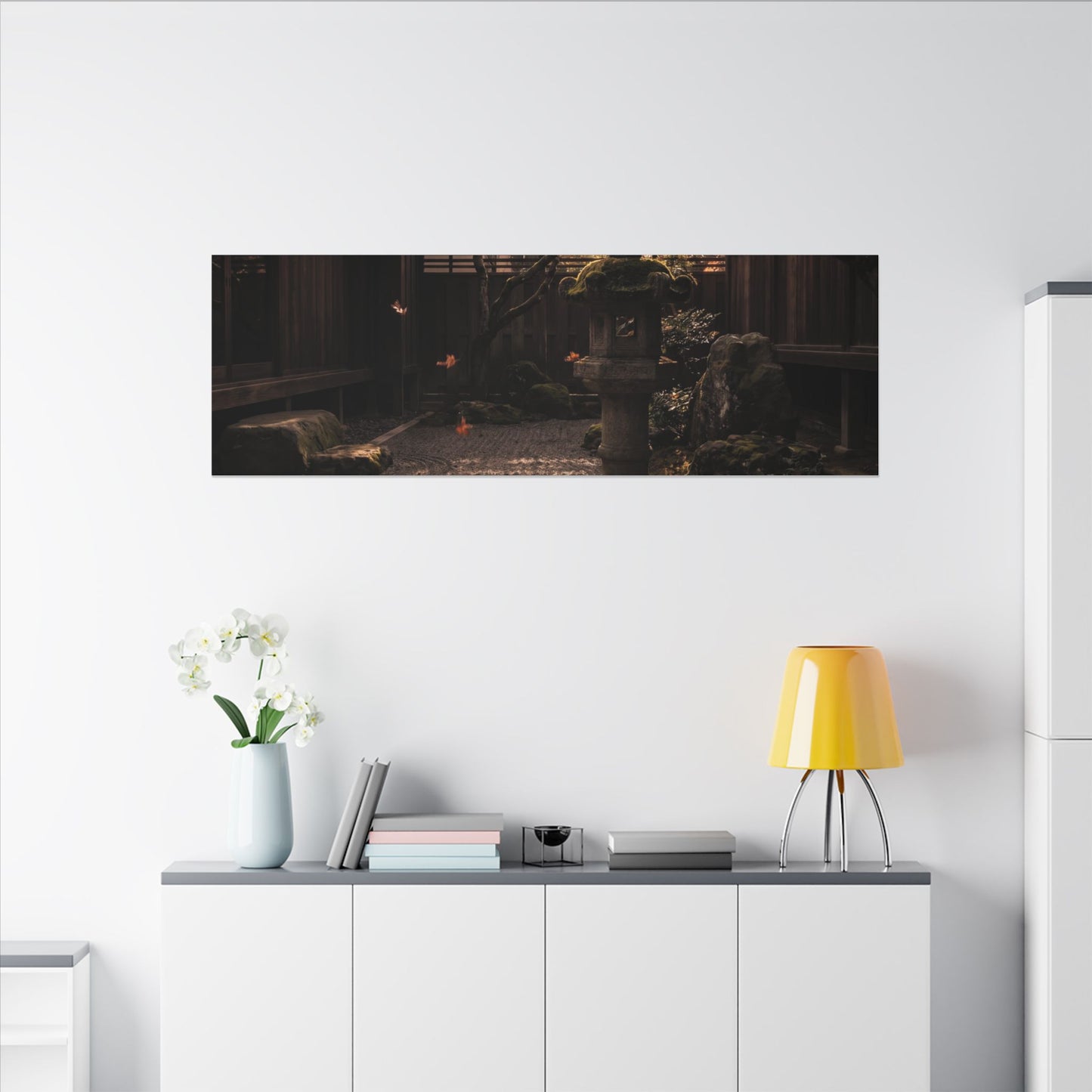 Seijaku Stone Lantern Canvas Art - Dark Japandi Shadow Zen