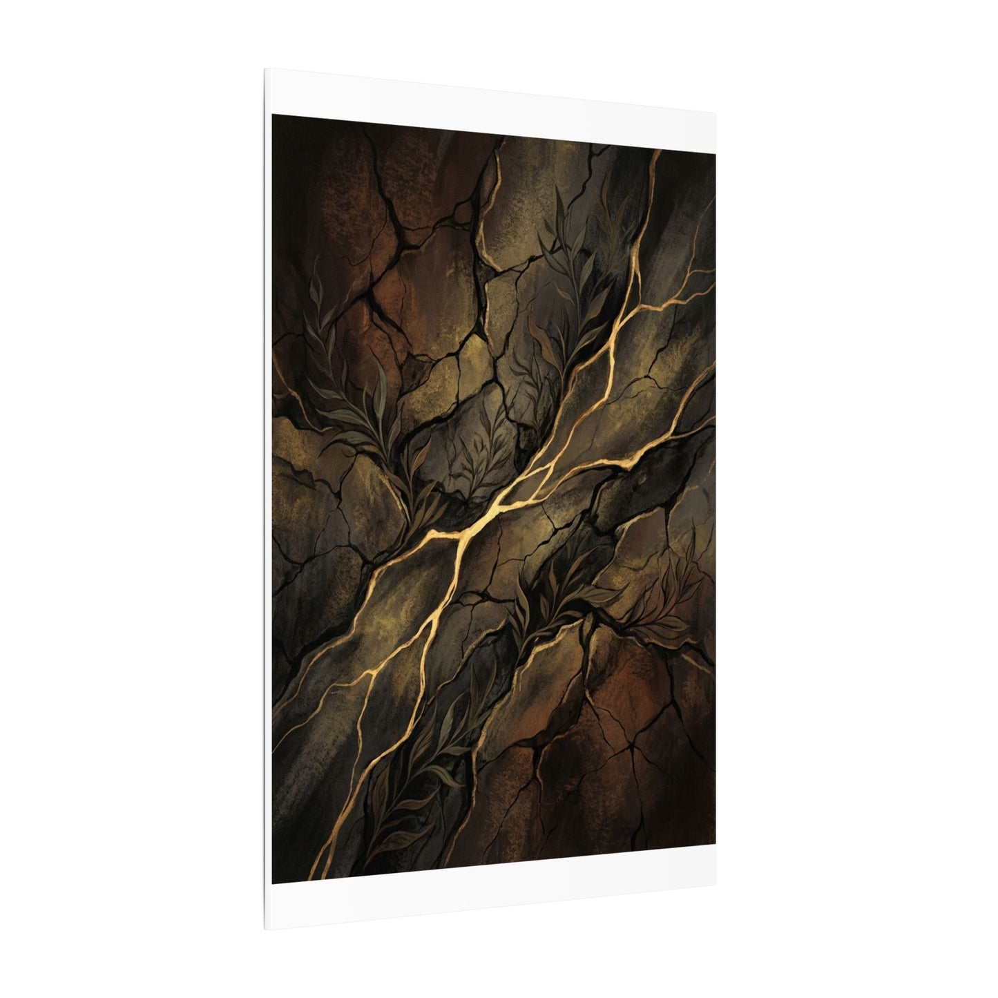 Cracked Earth Charcoal Ink Canvas Art | Bold Dark Japandi Art