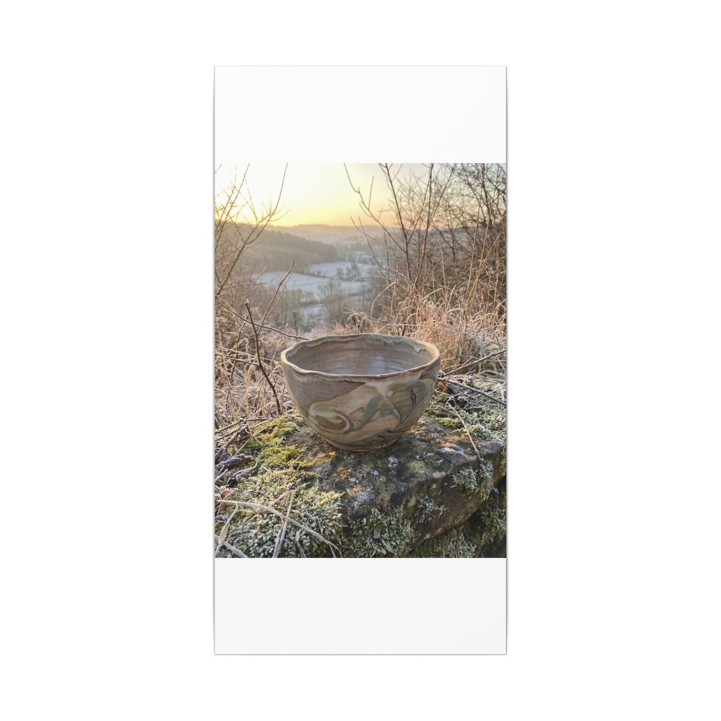 Golden Hour Ceramic Bowl Canvas Art - Japandi Shibui