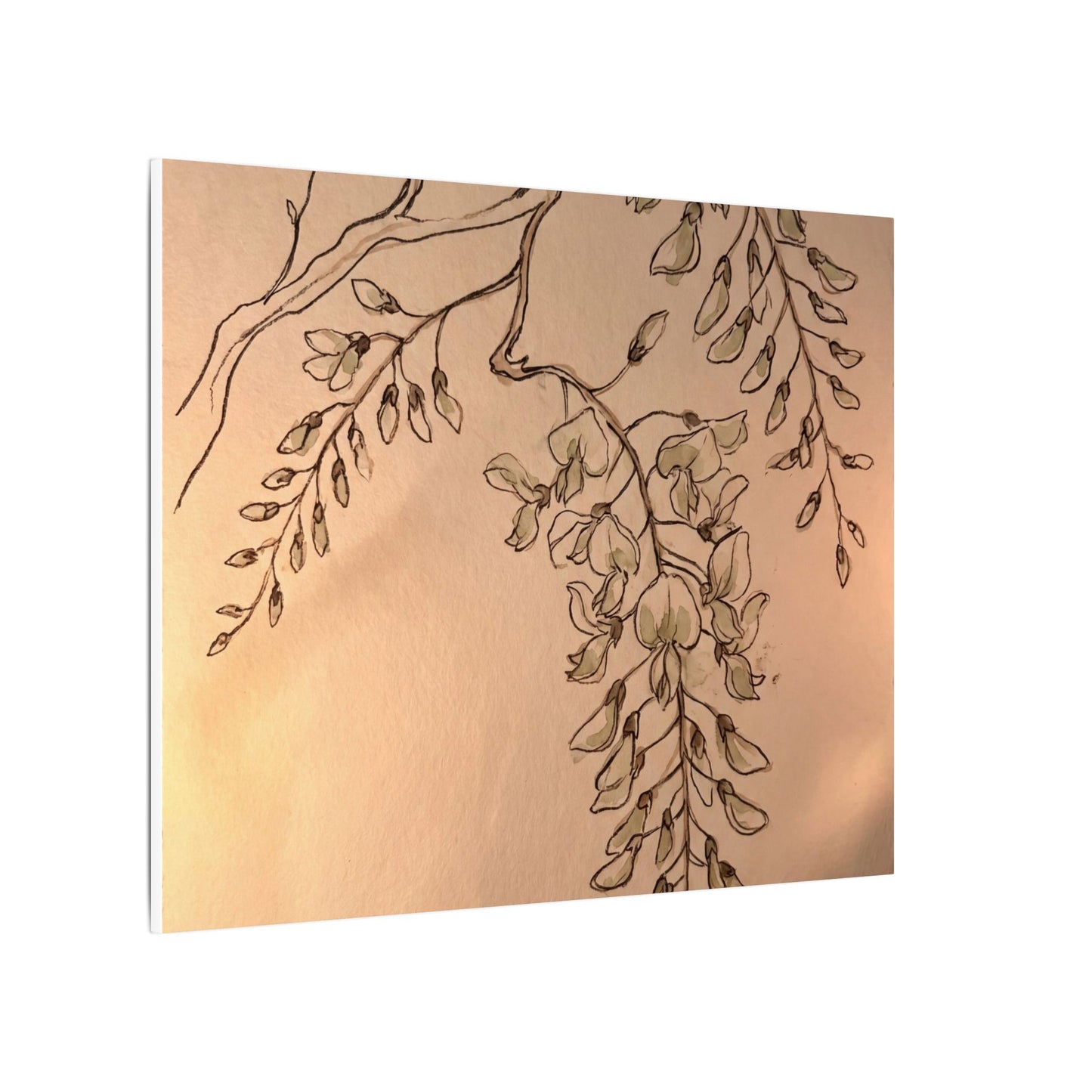 Japandi Wisteria in Candlelight | Minimal Line Canvas Art