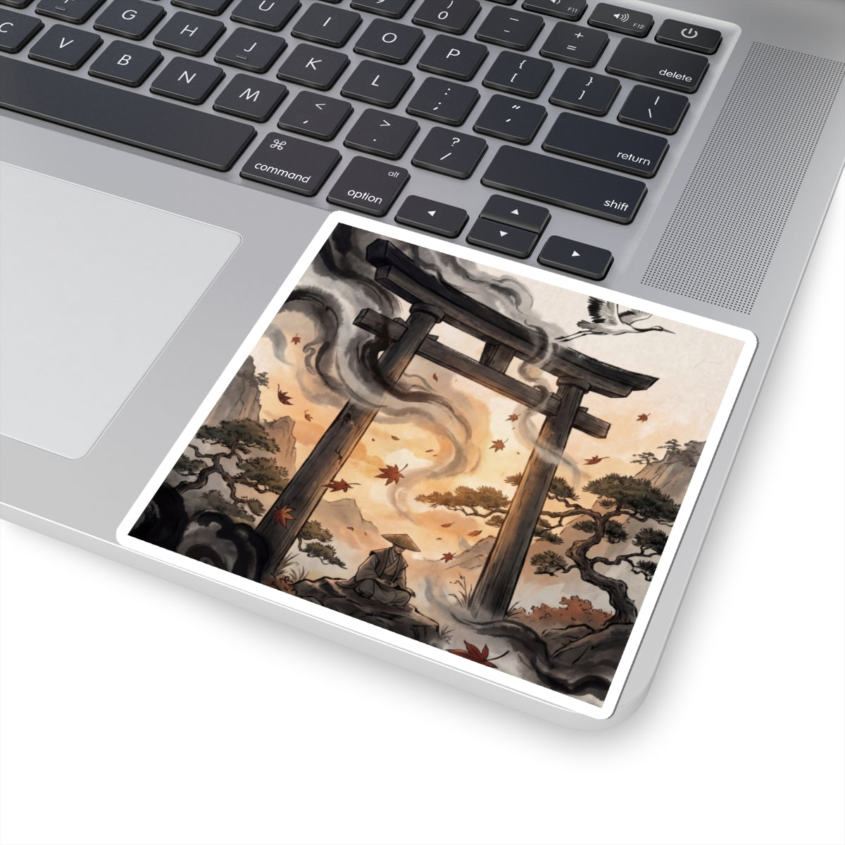 Zen Torii Gate in Golden Hour | Ukiyo E Inspired Sticker Art Print