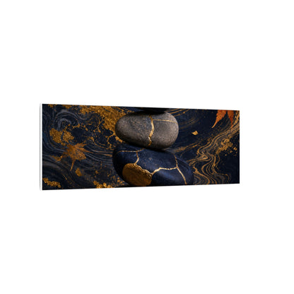 River Stones Autumn Canvas Art | Kintsugi Artful Design