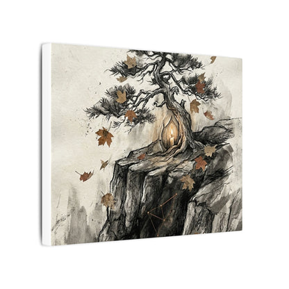 Pine Tree Autumn Canvas Art | Japandi Earthy Design