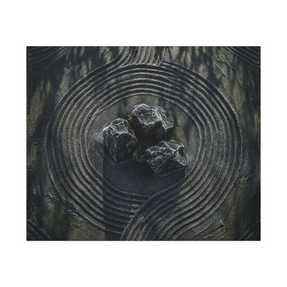 Moody Rock Garden Canvas Art - Dark Texture Dark Japandi