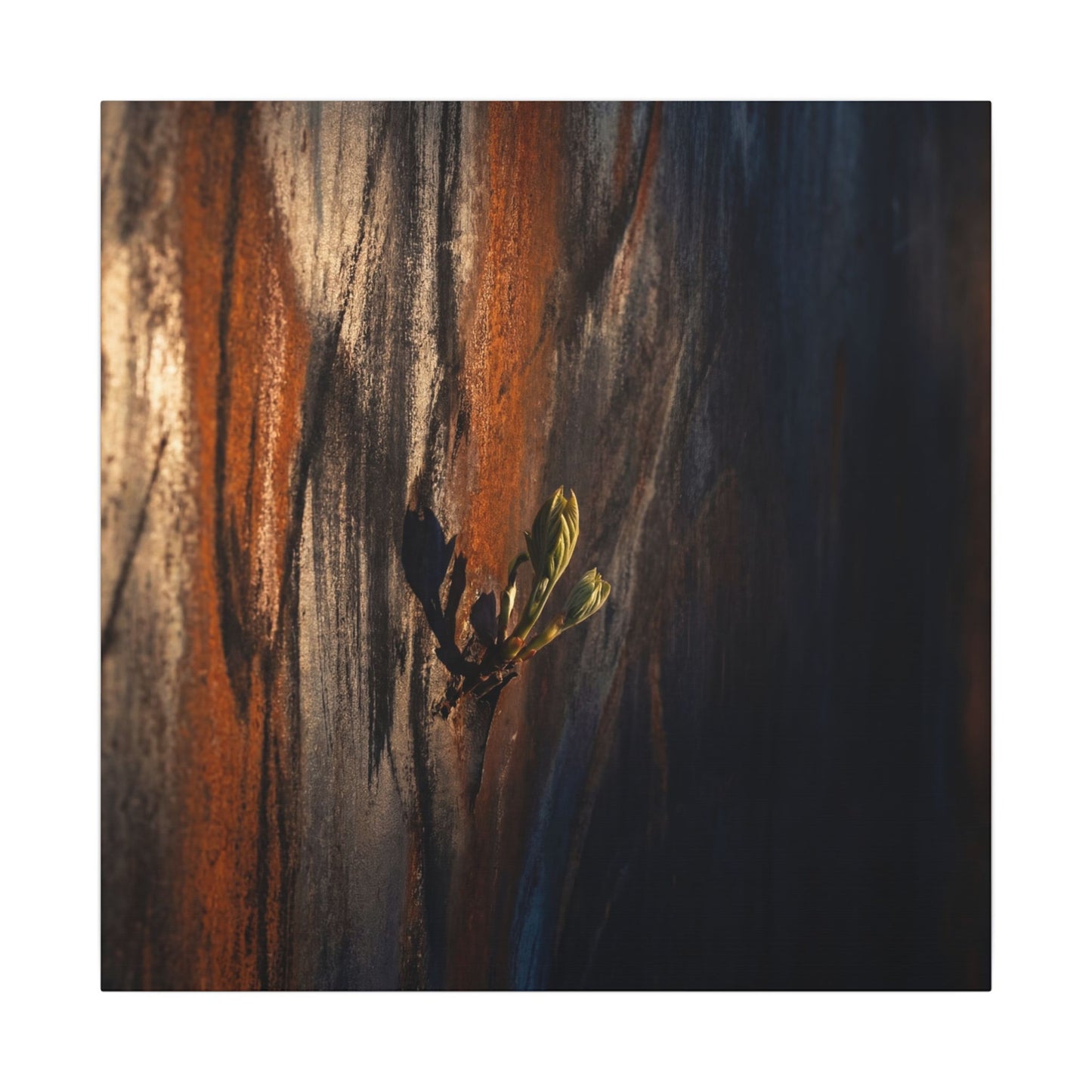 Rust Patina Charcoal Ink Canvas Art | Moody Dark Japandi Art