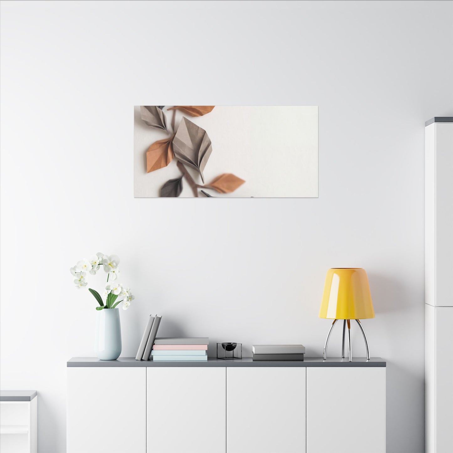 Paper Fold Autumn Canvas Art | Japandi Earthy Design