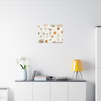 Autumn Dried Flowers Japanese Pattern Canvas Art | Elegant Decor