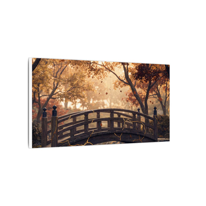 Autumn Wooden Bridge Gold Vein Canvas Art | Resilient Decor