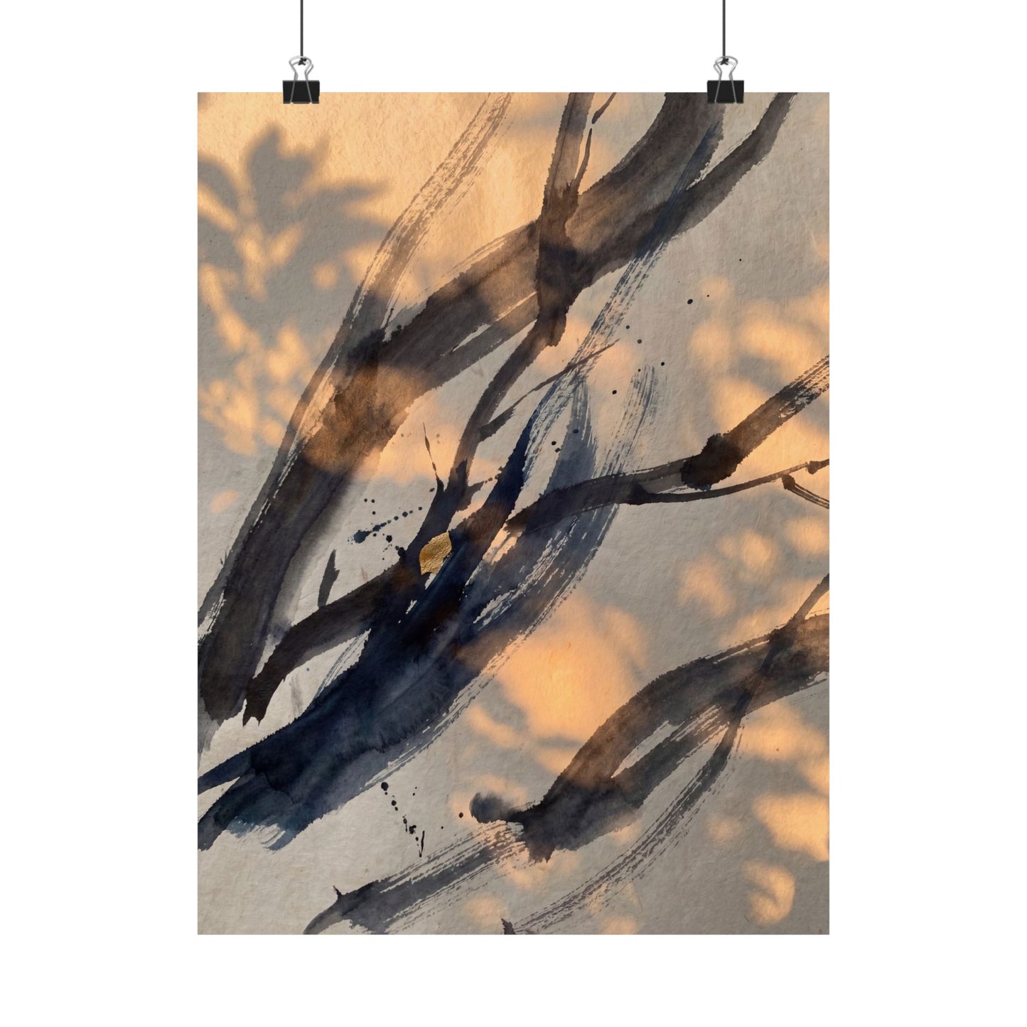 Datsuzoku Ink Brushstroke Wall Art Print - Dark Japandi Shadow Zen Art Print