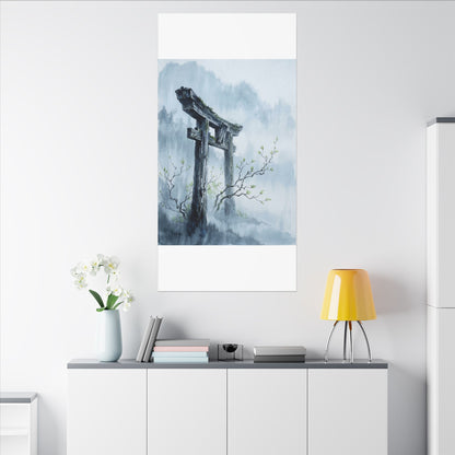 Torii Gate Canvas Art | Spring Zen Sumi E Art